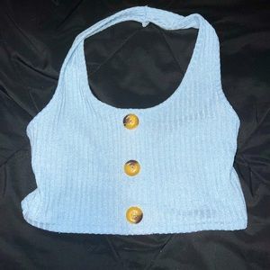 Blue halter crop top